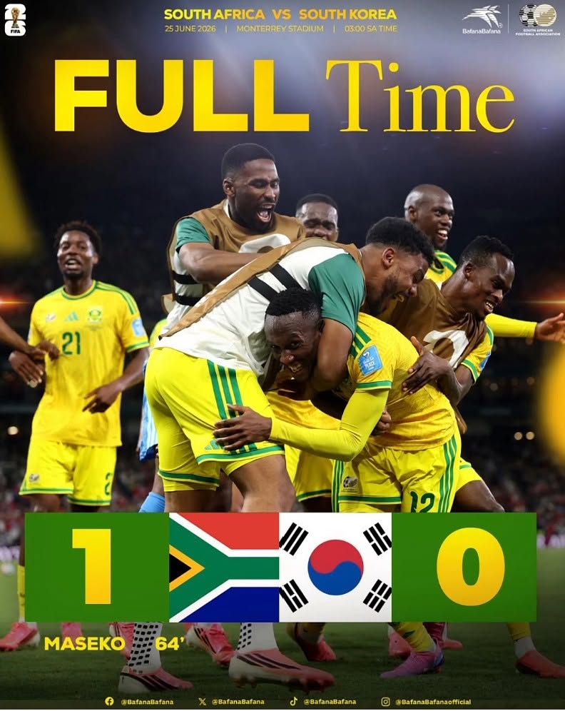 Bafana reach World Cup knockout stage for first time